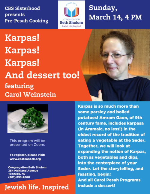 Banner Image for Passover Cooking with Carol Weinstein